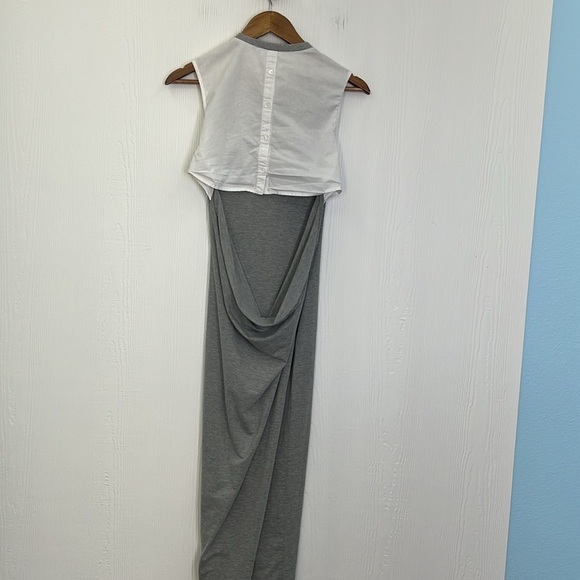 English Factory - Grey And White Sleeveless Button And Scoop Back Maxi Dress M - Picture 10 of 11